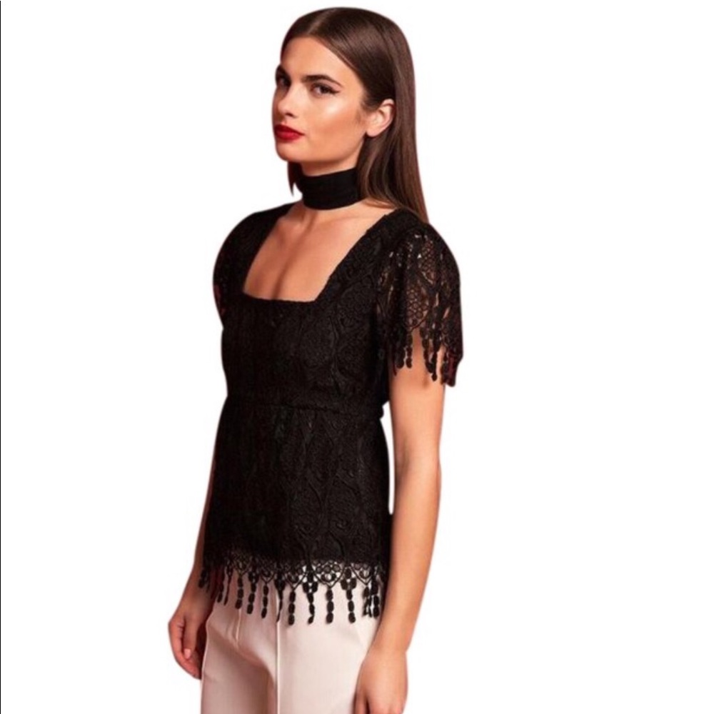 New Stone Cold Fox gothic romantic dripping Lace detail Blouse Top Sz 3 M-L $289